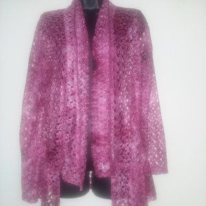 Women's Crocheted Rose & Mauve Tye Dyed Blazer S
